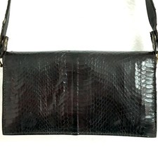 VINTAGE PYTHON SNAKESKIN CROSSBODY/SHOULDER HANDBAG DARK BROWN 8 1/2 X 5 NEW