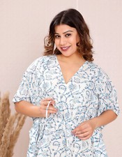 Mothers Day Sale !! Cotton Handmade Hand Floral Print Women Beach Wear Kaftan,