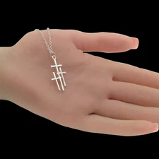 Three Crosses Pendant Necklace White Gold