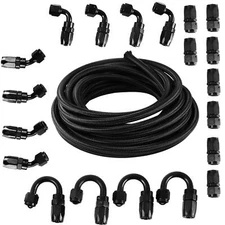 AN8 8AN AN 8 Fitting Nylon Braided Oil Fuel Hose End Line Pipe Kit 33 Feet