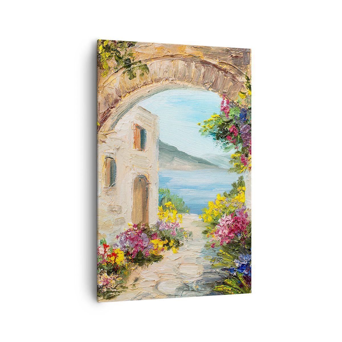 Quadro su Tela 80x120cm Casa Santorini Fiori Stampe Immagini Quadri Murale