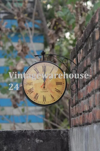 Orologio da parete doppio lato stazione Victoria ottone ferrovia antica nauti... - Foto 2 di 4