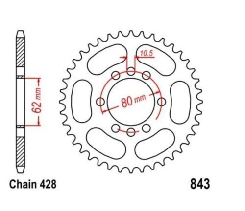 Pignon 51 Z pas 428 pour escapades en YAMAHA XT 125 années 1988 à 1990