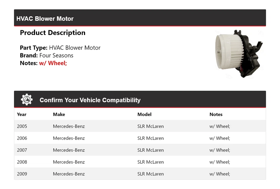 Мотор вентилятора для 2005-2009 Mercedes-Benz SLR McLaren 4 сезона 2006 2007 - Изображение 2 из 4