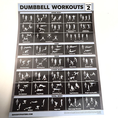Dumbbell Workouts & Exercise Poster Quickfit VOL 2 - Laminated Two Sided Fitness