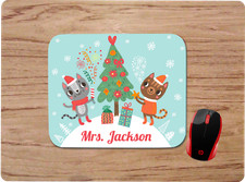 HOLIDAY KITTENS CAT TREE PERSONALIZED W/ NAME CUSTOM NONSLIP MOUSE PAD DESK MAT