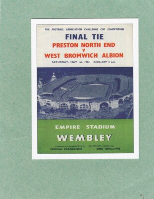 1954 FA CUP FINALE WEST BROMWICH ALBION gegen PRESTON NORTH END PROGRAMM TRADECARD