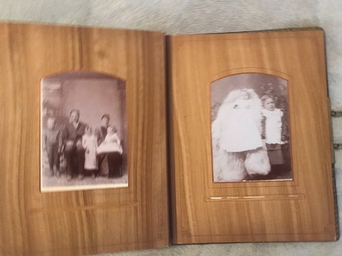 Antico album fotografico in pelle pieno fiore chiusura ottone scheda armadio - Foto 18 di 21