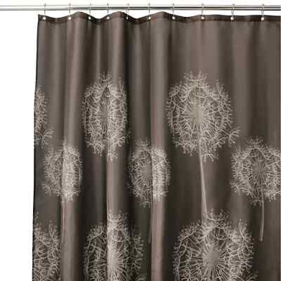Inter Design Fabric Shower Curtain Dandelion Print 70 x70  Grey