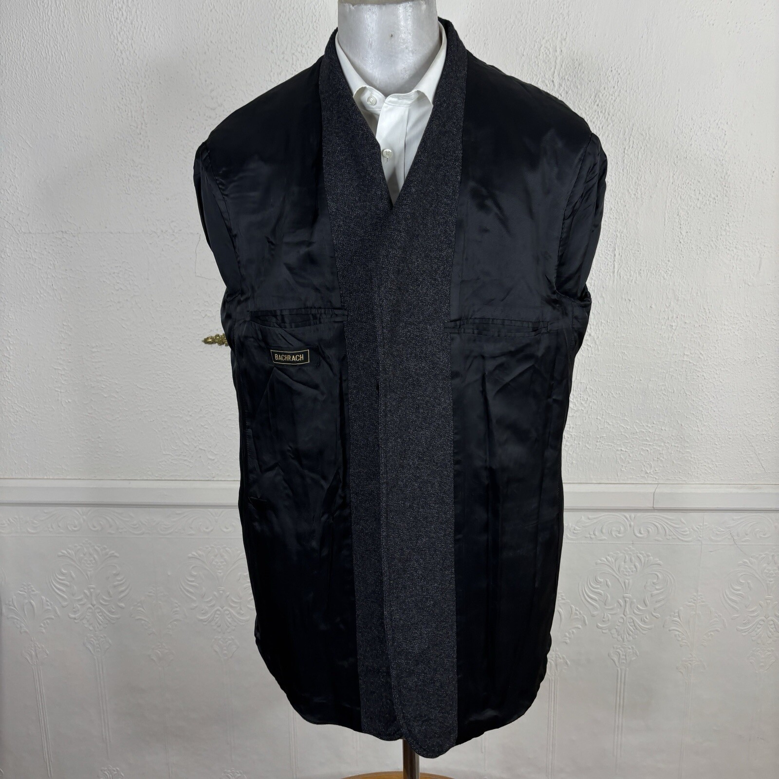 Bachrach Sport Coat Mens 44L Dark Gray Soft Semi Unstructured Wool