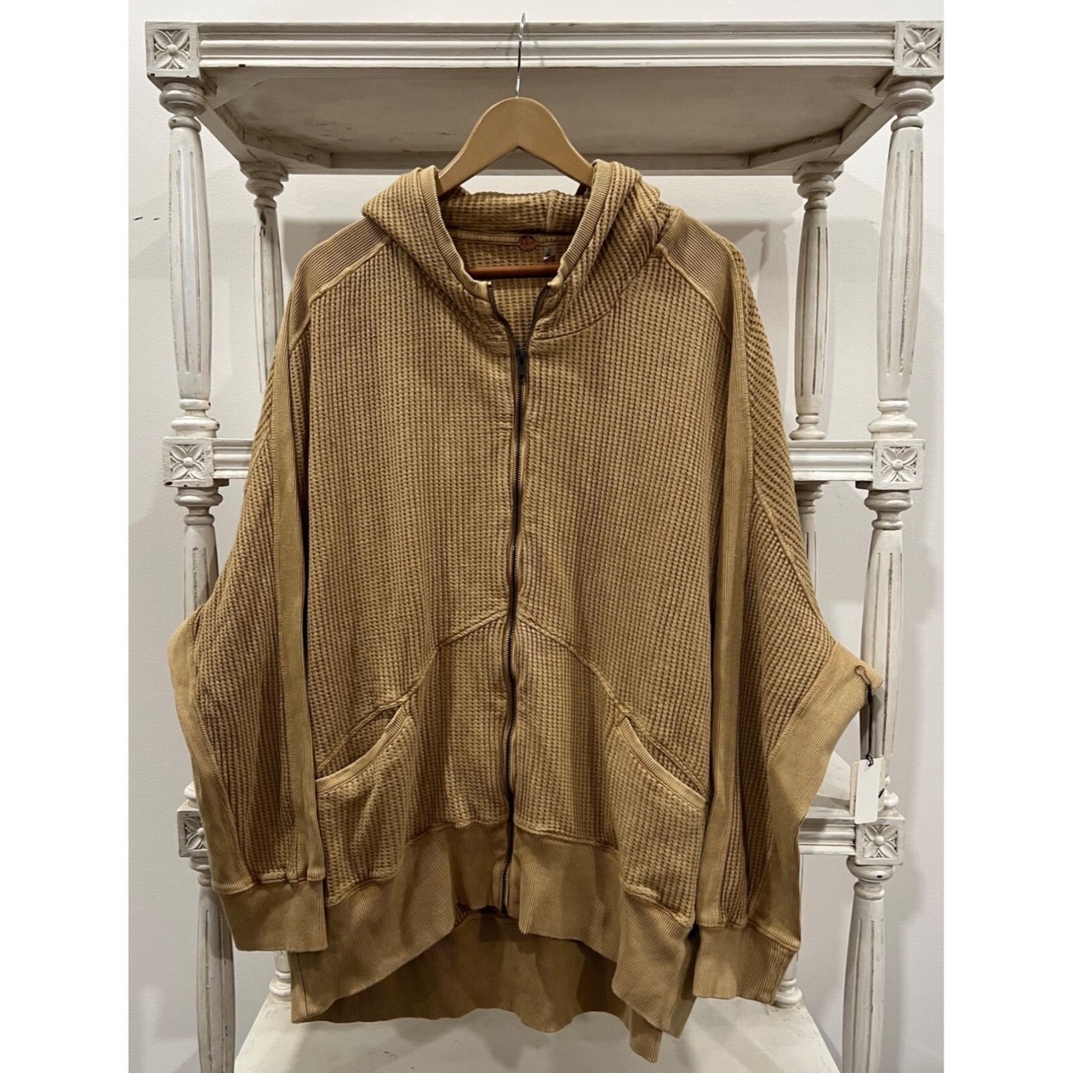 Free People FP One Oversized Ash Hoodie Full Zip in Tan Size