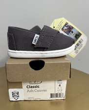 Toms Tiny Classics Toddler Slip On Shoes Casual Ash Canvas Size 4 NEW