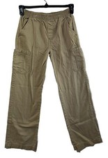 Faded Glory Boys Cargo Pants Sz 10 12 Beige Cotton Elastic Waist Pockets
