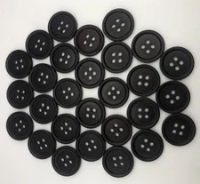 Vtg Dark Brown Flat Thick 2-Hole Buttons w/ Depressed Center 18mm Lot of 6 D812