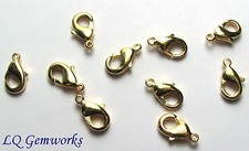 10 GOLD PLATED BRASS 6x10mm Oval Lobster Claw Clasps