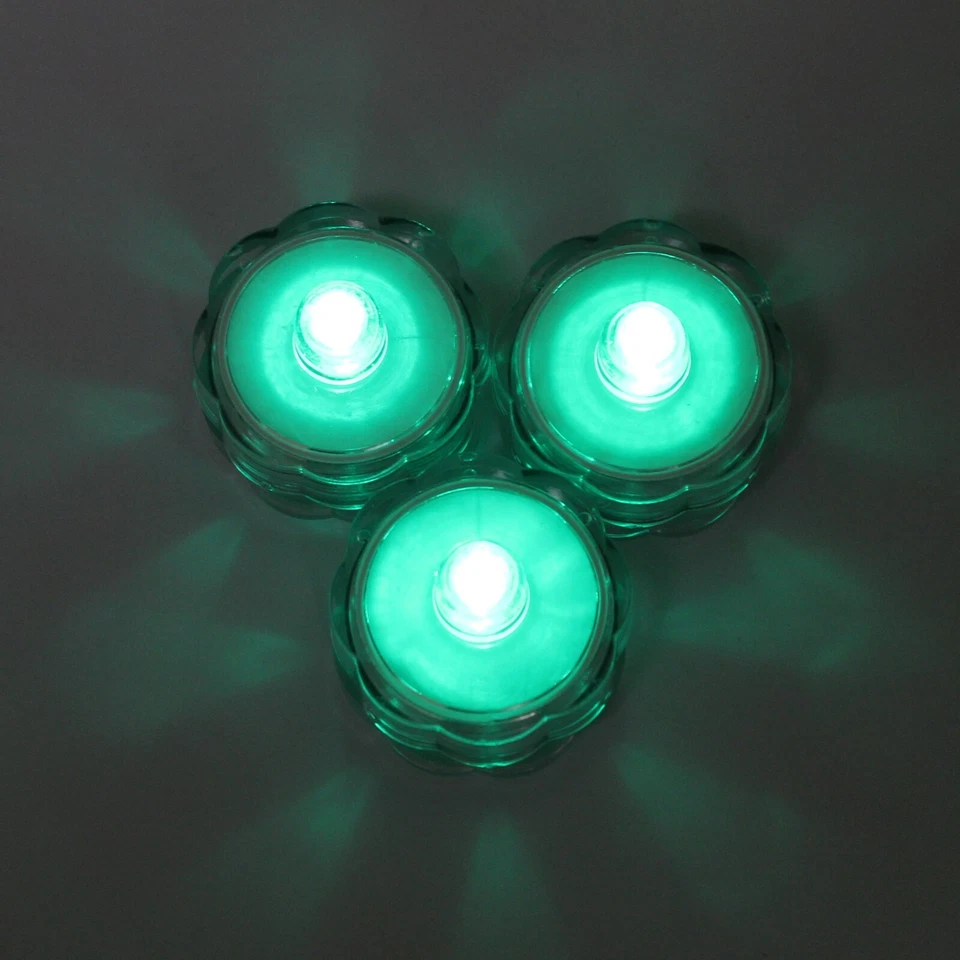 Paquete de 24 luces LED sumergibles turquesa para té decoración de bodas con batería submarina Foto 2 de 3