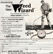 1988 Vintage Print Ad Introducing The New Weed Wizard Solution Rotary Trimmer