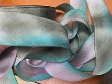 silk ribbon 1" on the bias hand dyed 1yd made in USA lavender teal moss