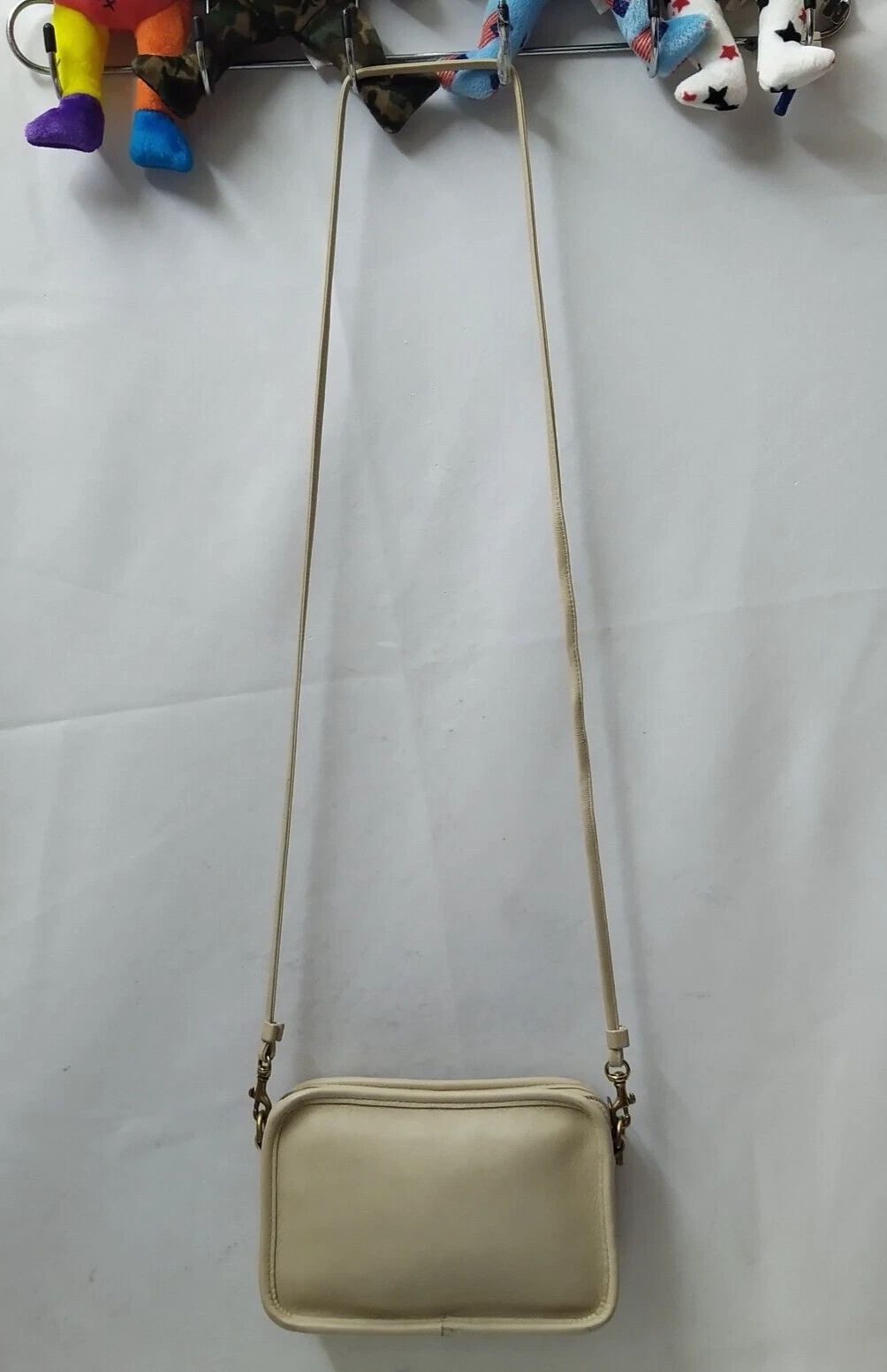 Borsa a tracolla Coach Carnival in pelle avorio con cerniera Vintage #9925 Made in USA