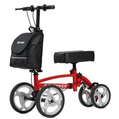 ELENKER YF-9010A STEERABLE FOLDABLE KNEE WALKER 10'' WHEELS WITH BAG - RED