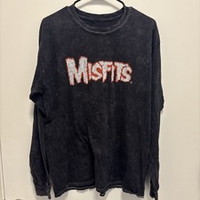 Misfits Long Sleeve Graphic T Shirt Mens Size Medium / Large Black Dye RARE