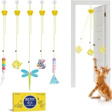 Interactive Cat Feather Toys 5 Pcs, Cat Teaser Retractable