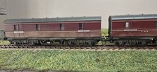2x OO Gauge LMS Parcel Bogie Coach Maroon  Kadee Couplings Model Railway LIMA