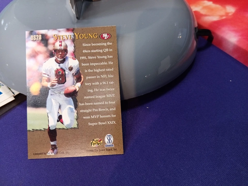 1996 steve young PRO LINE STRETCH DRIVE GOLD SILVER FOIL SIGNATURE ERROR  RARE - Image 3 of 4