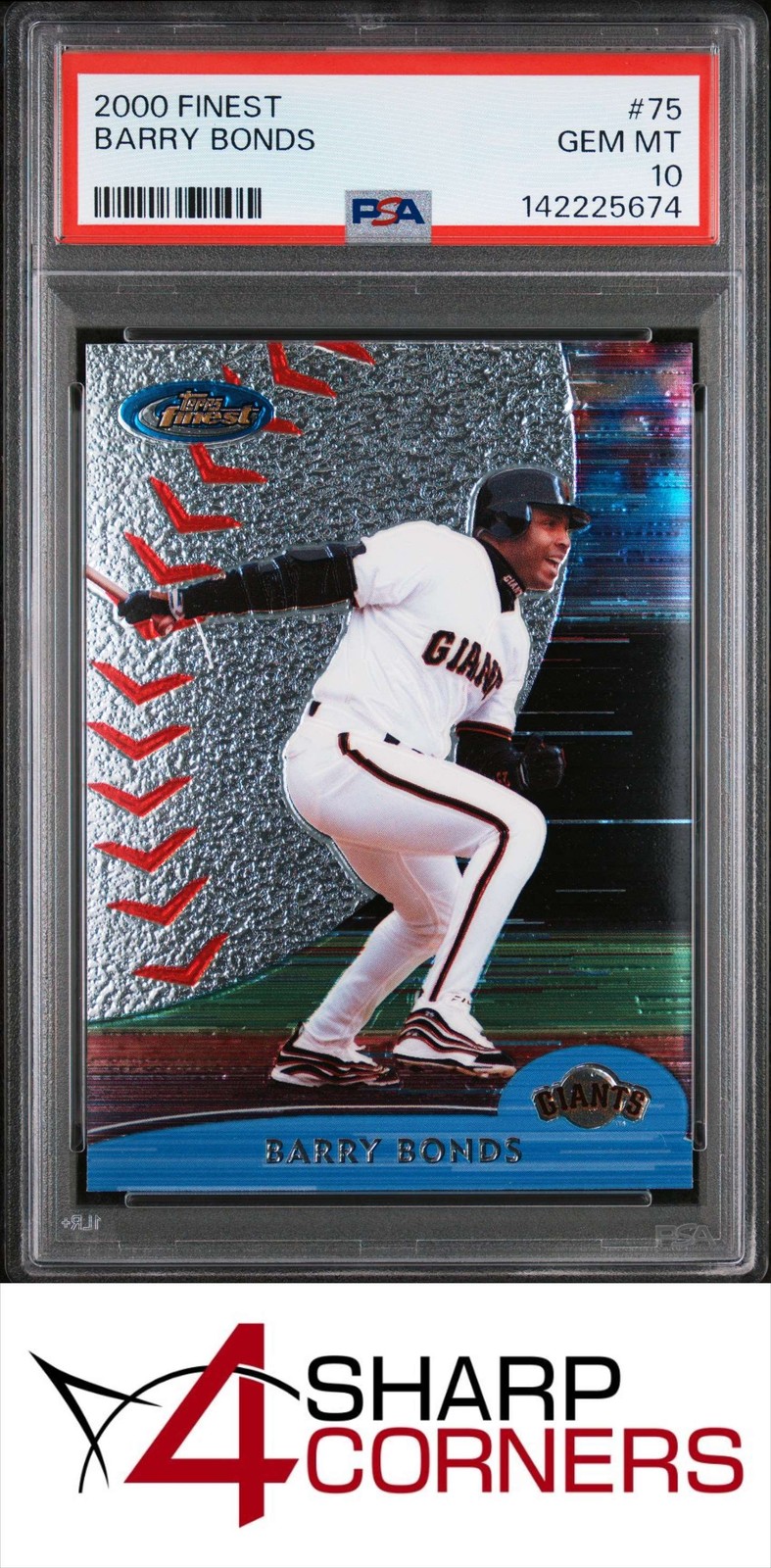 2000 FINEST #75 BARRY BONDS GIANTS PSA 10 view 1