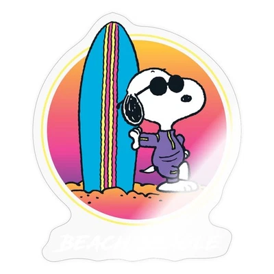 SPREADSHIRT Peanuts Snoopy Cool Surfen Aufkleber Sticker, max. 10 x 10 cm, 10 x 10 cm