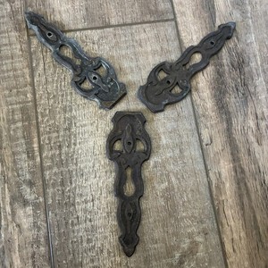 Set of 3 Vintage Brass Plated Keyhole Covers – Ornate Victorian Style (Set F)
