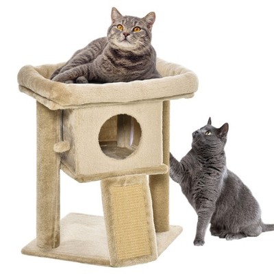 PawHut Kratzbaum Turm Indoor mit Katzenkratzbaum Katzenhaus, Kaffee