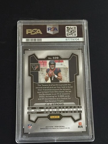 2023 Prizm CJ Stroud Base #339 Rookie RC PSA 9 Mint