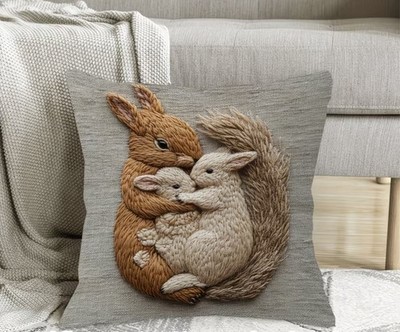 Superweicher doppelseitiger Kuschelkissenbezug Eichhörnchen 45 cm x 45 cm 