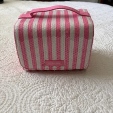 Y2K Victoria  s Secret HERITAGE PINK STRIPE SEQUINED HANGING TRAVEL TOILETRY BAG