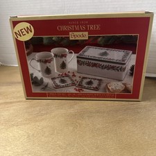Spode Christmas Tree Annual 5-Piece Collectors Mug, Coaster, Tin Gift Set NEW