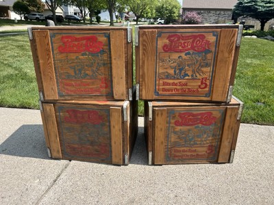 Vintage Pepsi Cola Wooden Crate Record Storage Cabinet Stand Decor