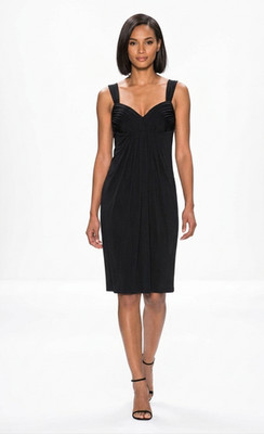 Giorgio Armani Women Black Midi Pleated Knit Dress Sz 8 M Whimsigoth Dark Fairy