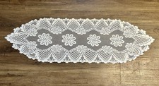Vintage Handmade Crochet Lace Table Runner Ivory 42x13
