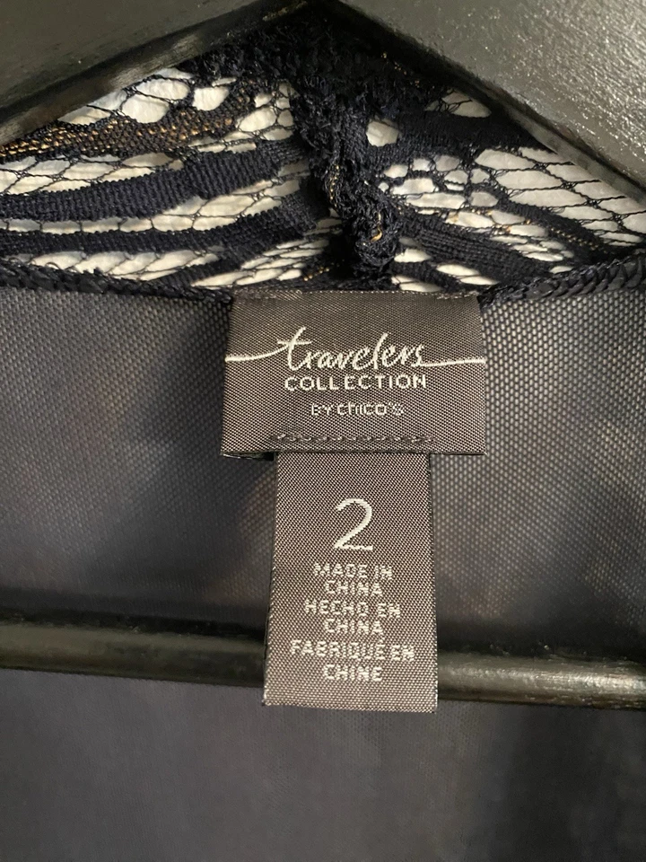 Travelers by Chico's Mujer Boho Transparente Cárdigan Camisa Top Blusa Talla 2 Grande F4 Foto 4 de 4