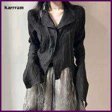 Camisa Karrram Gótica Negra Estilo Yamamoto Blusa Estética Oscura Mujeres Irregular