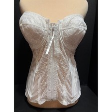 Fredericks of Hollywood White Lace Zipper Front Corset Bustier 42C Vintage Style