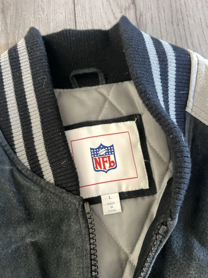 Chaqueta de gamuza de cuero grande plateada de la NBA Oakland Raiders de colección de los 90 plateada NBA Foto 3 de 4