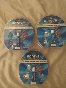 Lot Of 3 - Abreva Cold Sore/Fever Blister Treatment - Exp 2028