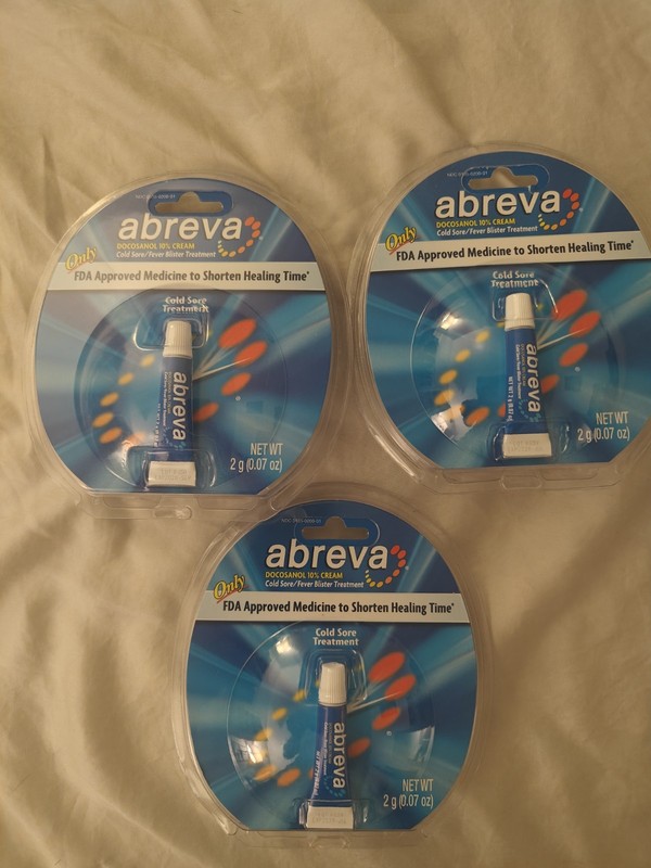 Lot Of 3 - Abreva Cold Sore/Fever Blister Treatment - Exp 2028
