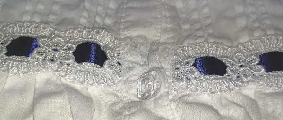 Camisón largo de algodón Eileen West de colección para mujer M bolsillos de encaje reliquia romántica Foto 4 de 4