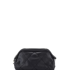 Chanel Biarritz Cosmetic Pouch Quilted Coated Canvas