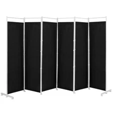6-Panel Room Divider Folding Privacy Screen w/Steel Frame Decoration Black