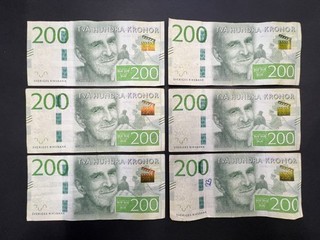 Sweden 200 Kronor Banknote Set (6) LOT: 0811 003