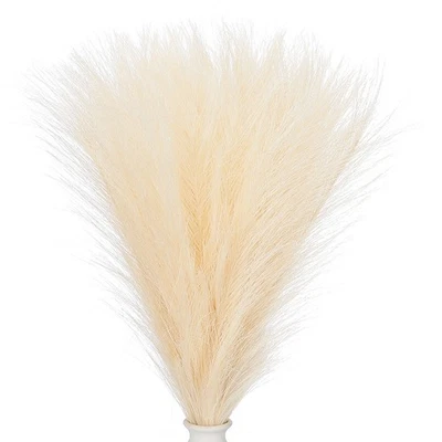 Pour 30pcs Herbe Artificielle Décorative Pampa 21,7cm Beige Fluffy Séchée - Photo 1/4